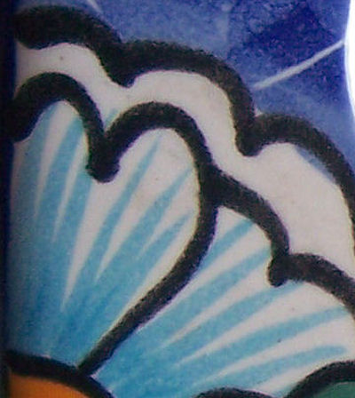 TalaMex Blue Mesh GFI/Rocker-Outlet Mexican Talavera Ceramic Switch Plate Close-Up
