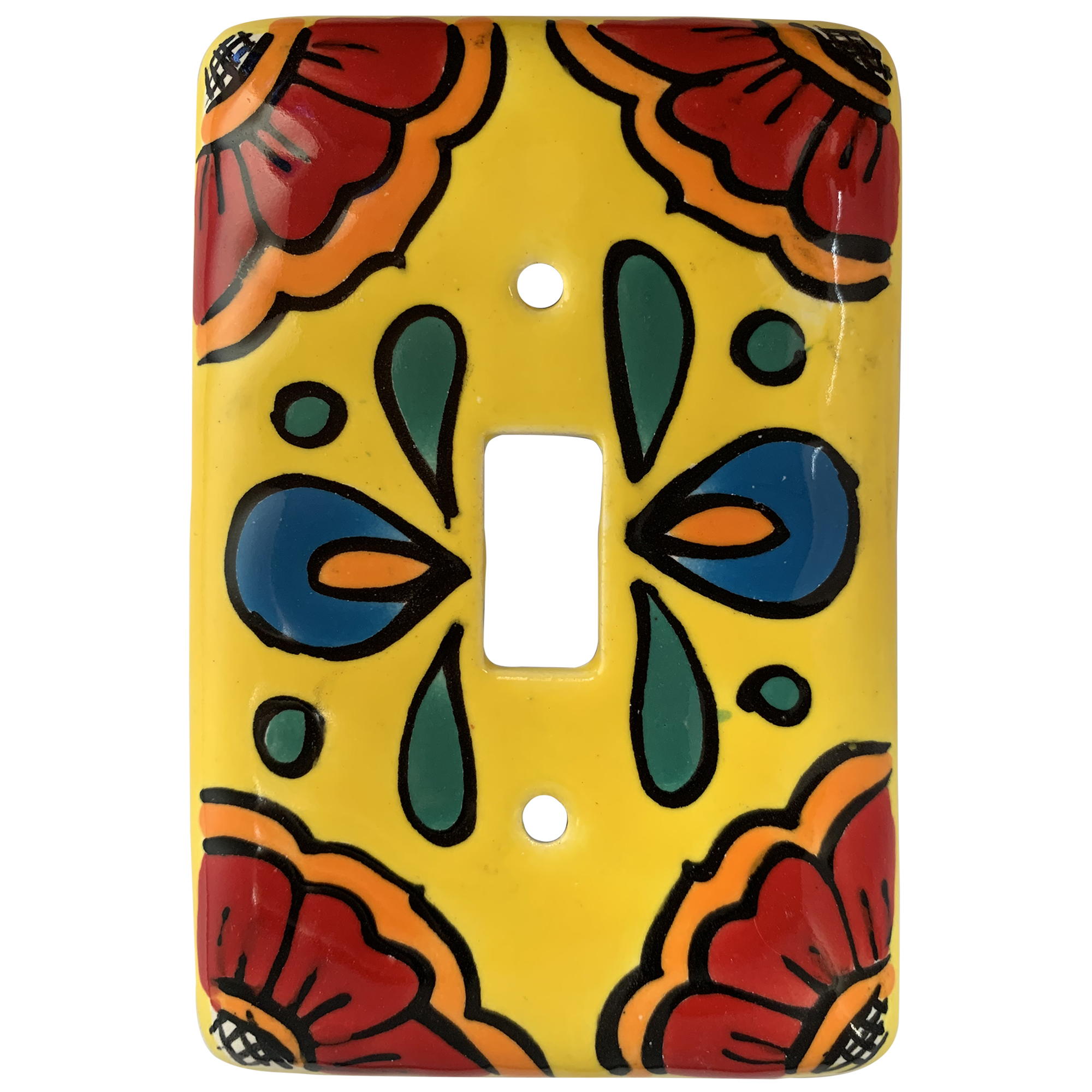 TalaMex Canary Single Toggle Mexican Talavera Ceramic Switch Plate