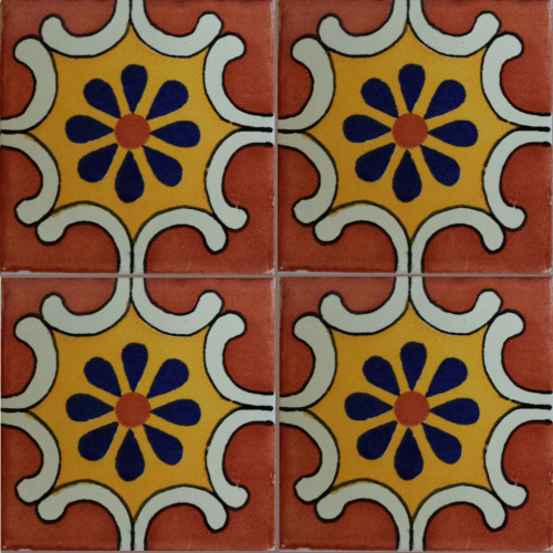 TalaMex Arab Terra Talavera Mexican Tile Close-Up