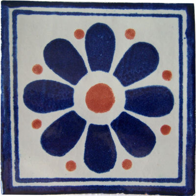 Blue Daisy Talavera Mexican Tile