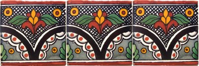 TalaMex Black Arc Talavera Mexican Tile Close-Up