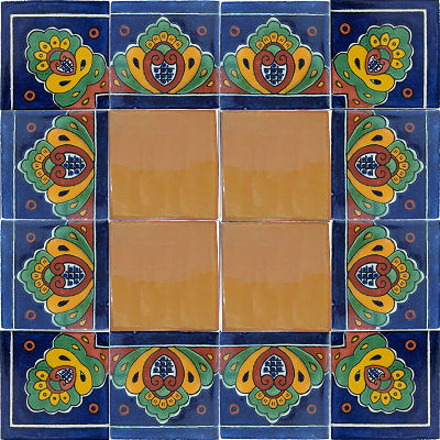 TalaMex Corner Royal Talavera Mexican Tile Close-Up