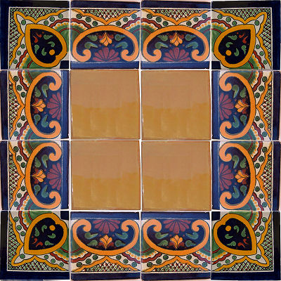 TalaMex Greca C Corner Talavera Mexican Tile Close-Up