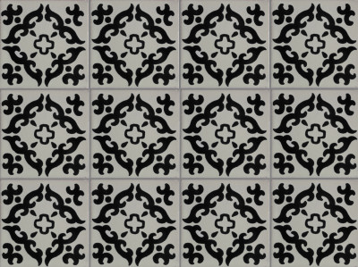 TalaMex Black Barroco Talavera Mexican Tile Close-Up