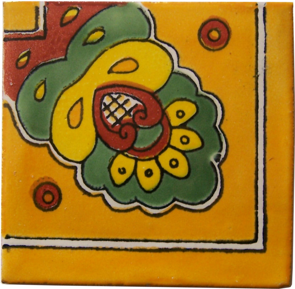 TalaMex Orange Royal Crown Talavera Mexican Corner Tile