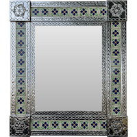 Medium Silver Tlaquepaque Tile Mexican Mirror