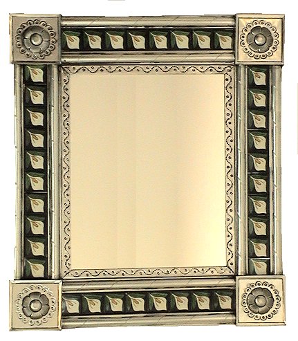 TalaMex Post Medium Silver Lily Tile Mexican Mirror