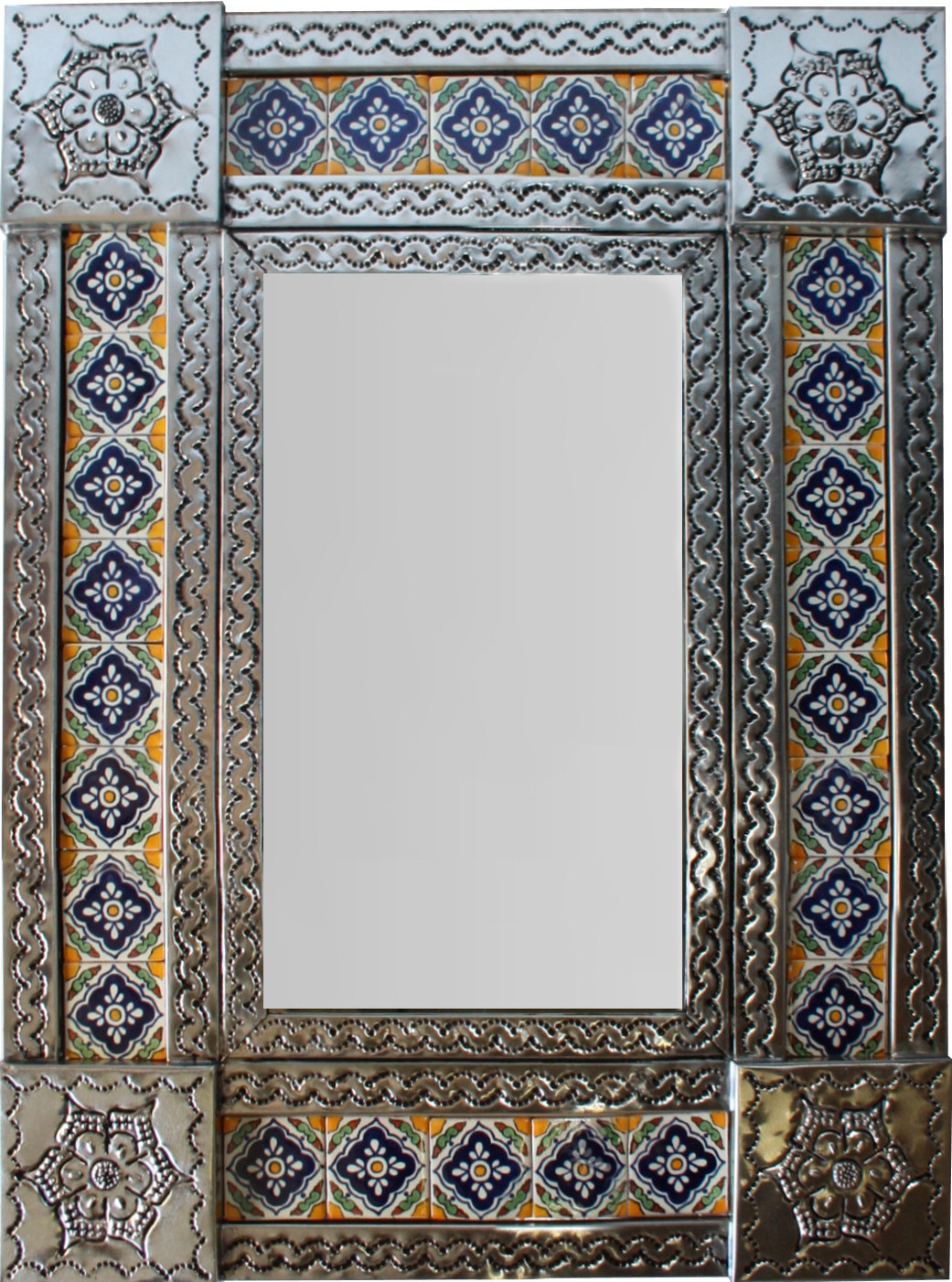 TalaMex Small Silver Guadalajara Tile Mexican Mirror