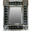 Post Small Silver Three-Lily Tile Mexican Mirror