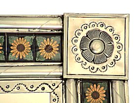 TalaMex Post Small Sunflower Tile Mexican Mirror Close-Up