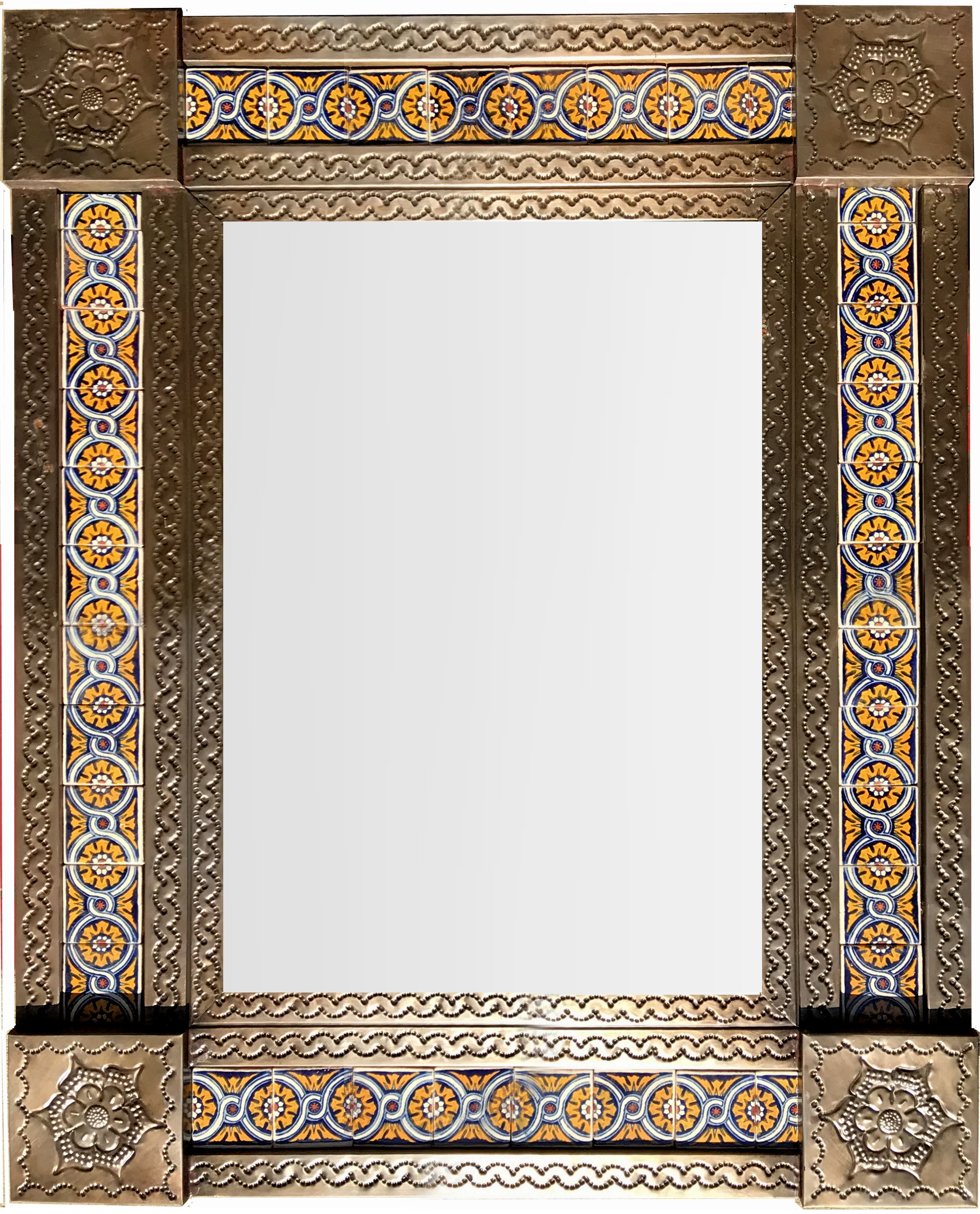 Medium Brown Chain Talavera Tile Mexican Mirror