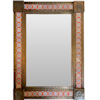 Large Brown Red Picota Tile Mexican Mirror