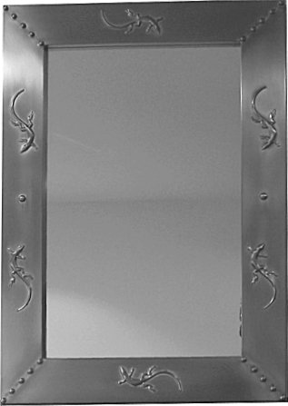Silver Lizard Embossed Tin Mirror