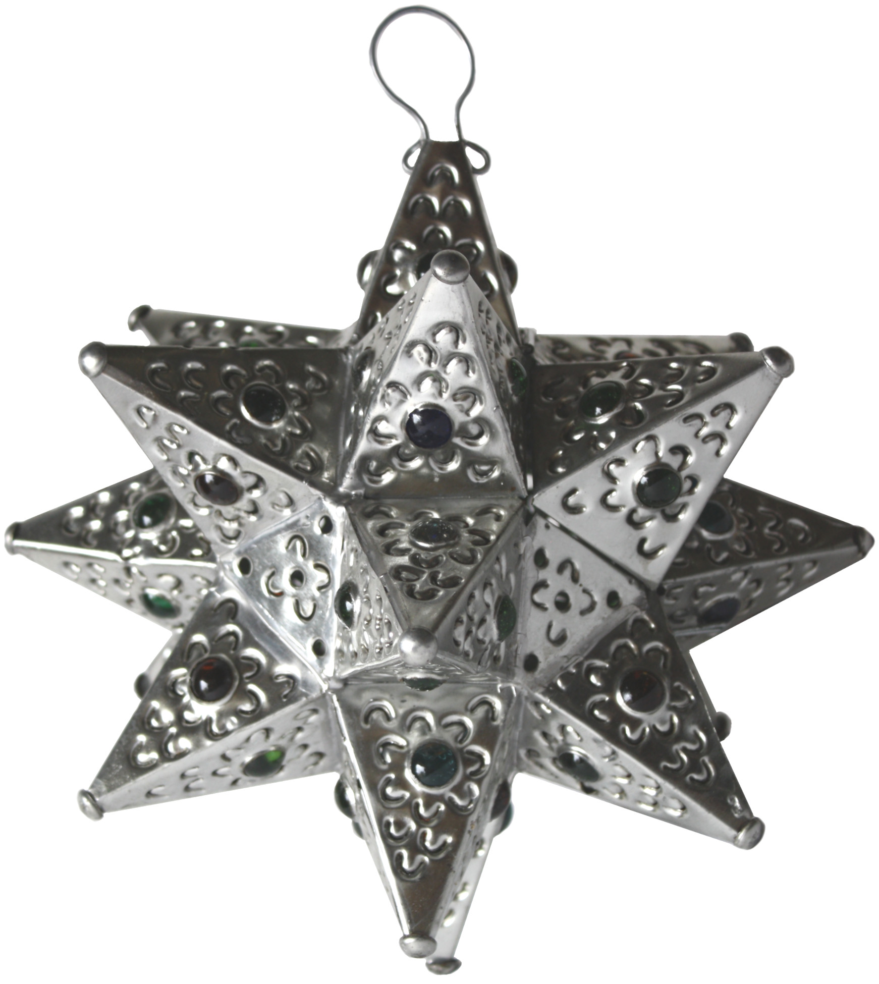 Small Silver Tin Star Chandelier