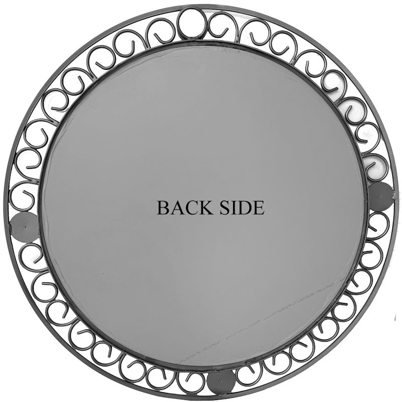 Circular Beveled Wrought Iron Mirror Details